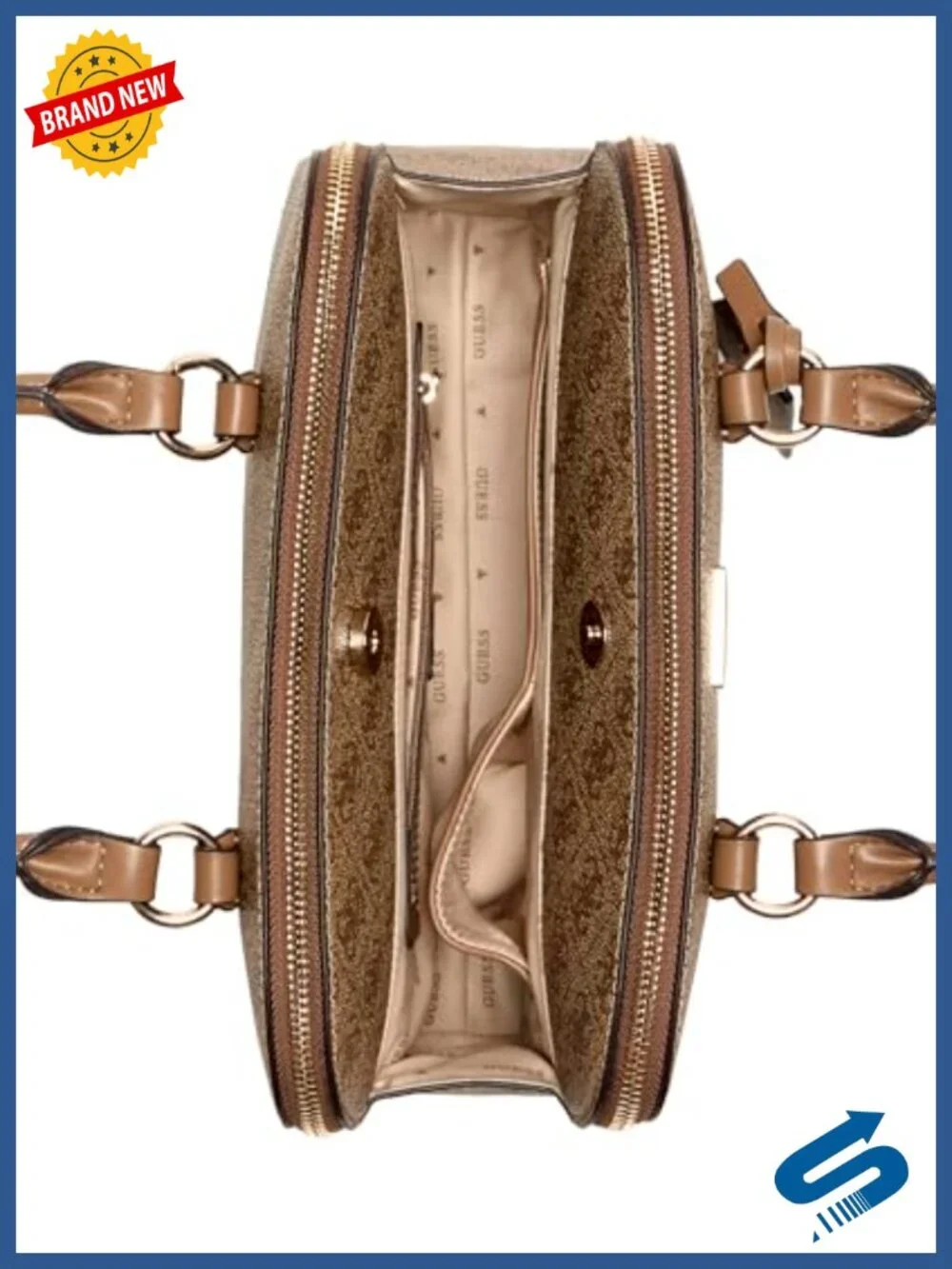 Satchel with Interior Zip Pocket and Gold Hardware